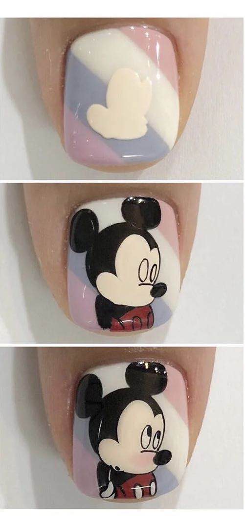 迪尼斯经典可爱美甲分享我是你的米奇鸭可可爱爱