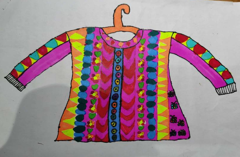 首先推出精品中的精品《漂亮的毛衣》一年级同学们的美术作品!