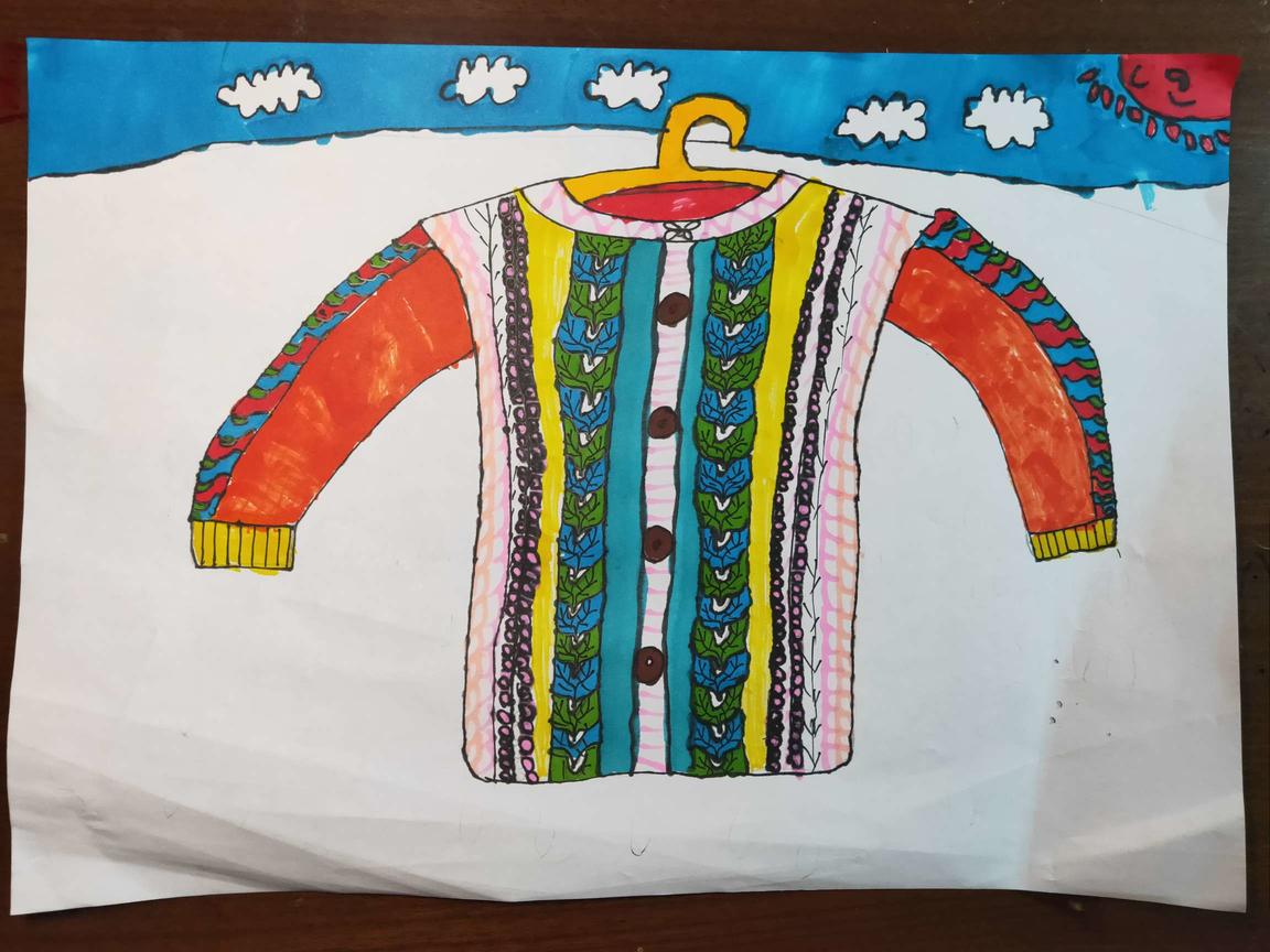 首先推出精品中的精品《漂亮的毛衣》一年级同学们的美术作品!