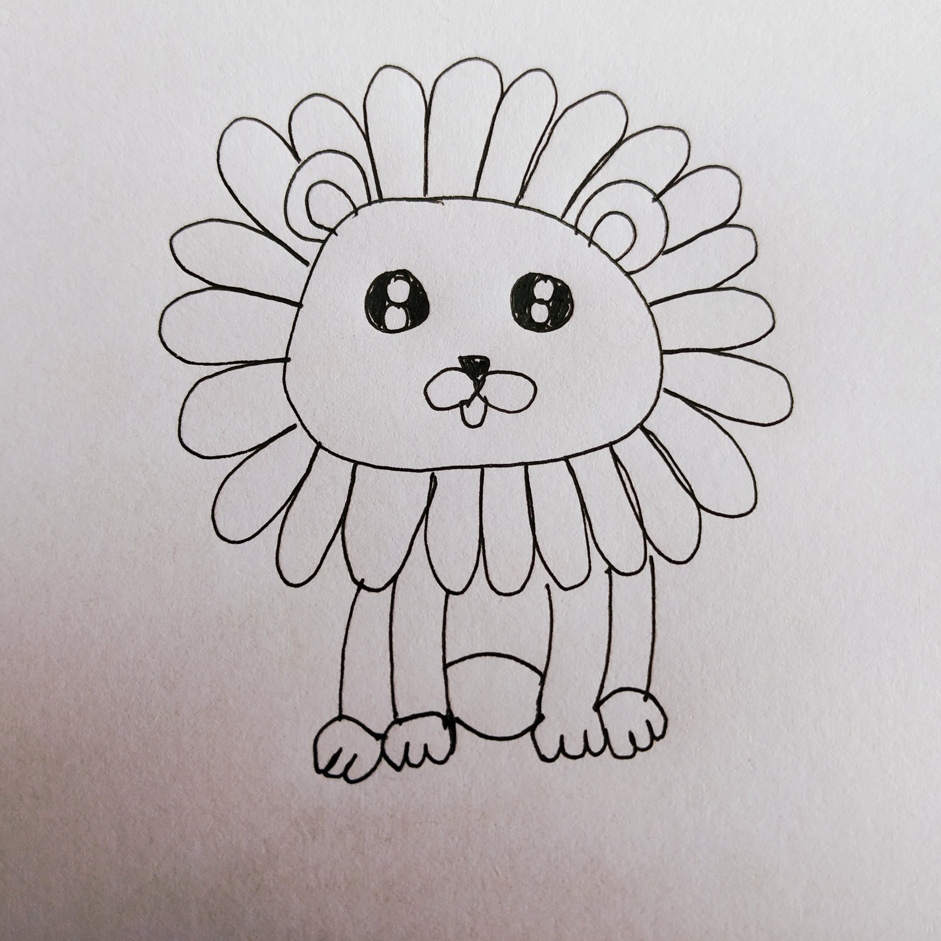儿童手绘简笔画分享一只彩色的卡通狮子