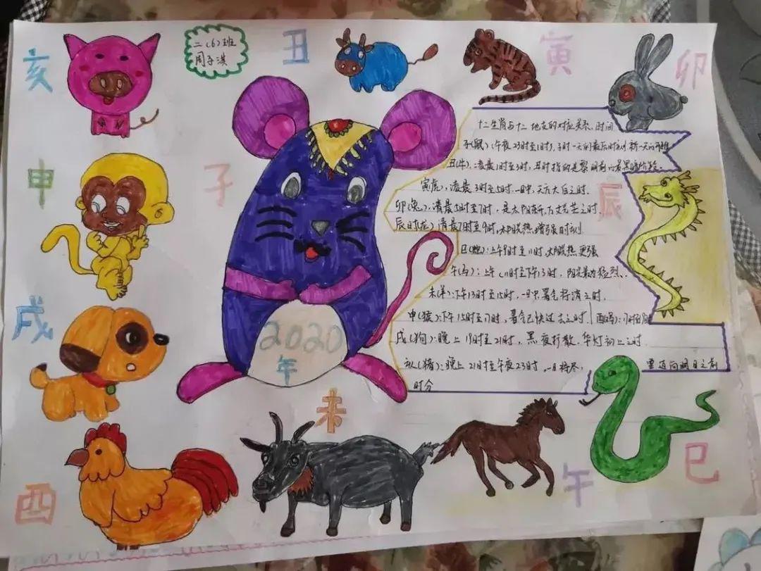 通过学习,孩子们用 "十二生肖的探秘"积累的知识制作成手抄报或者小