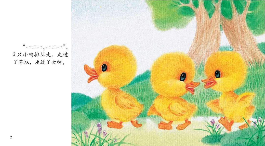 03岁早安宝贝三只小鸭排队走一只躲在大树后
