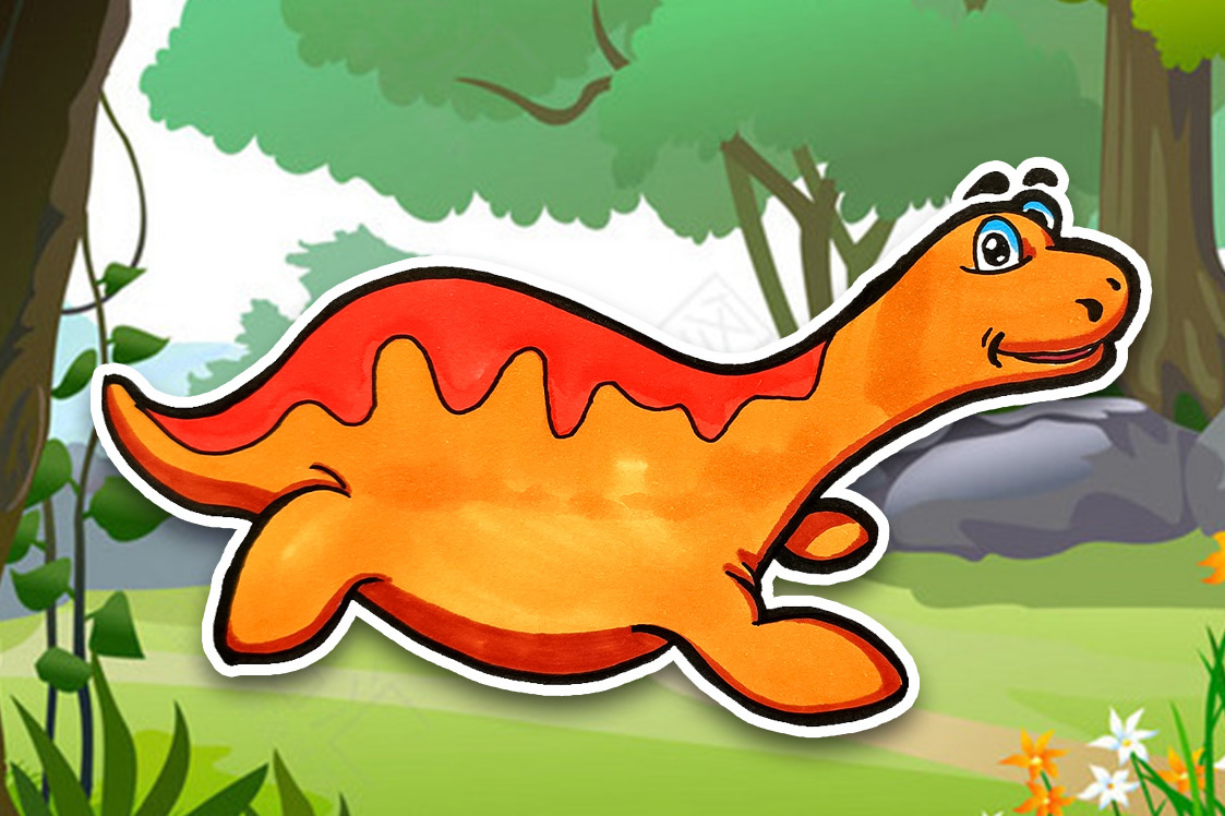 恐龙简笔画:画一只萌萌的长喙龙