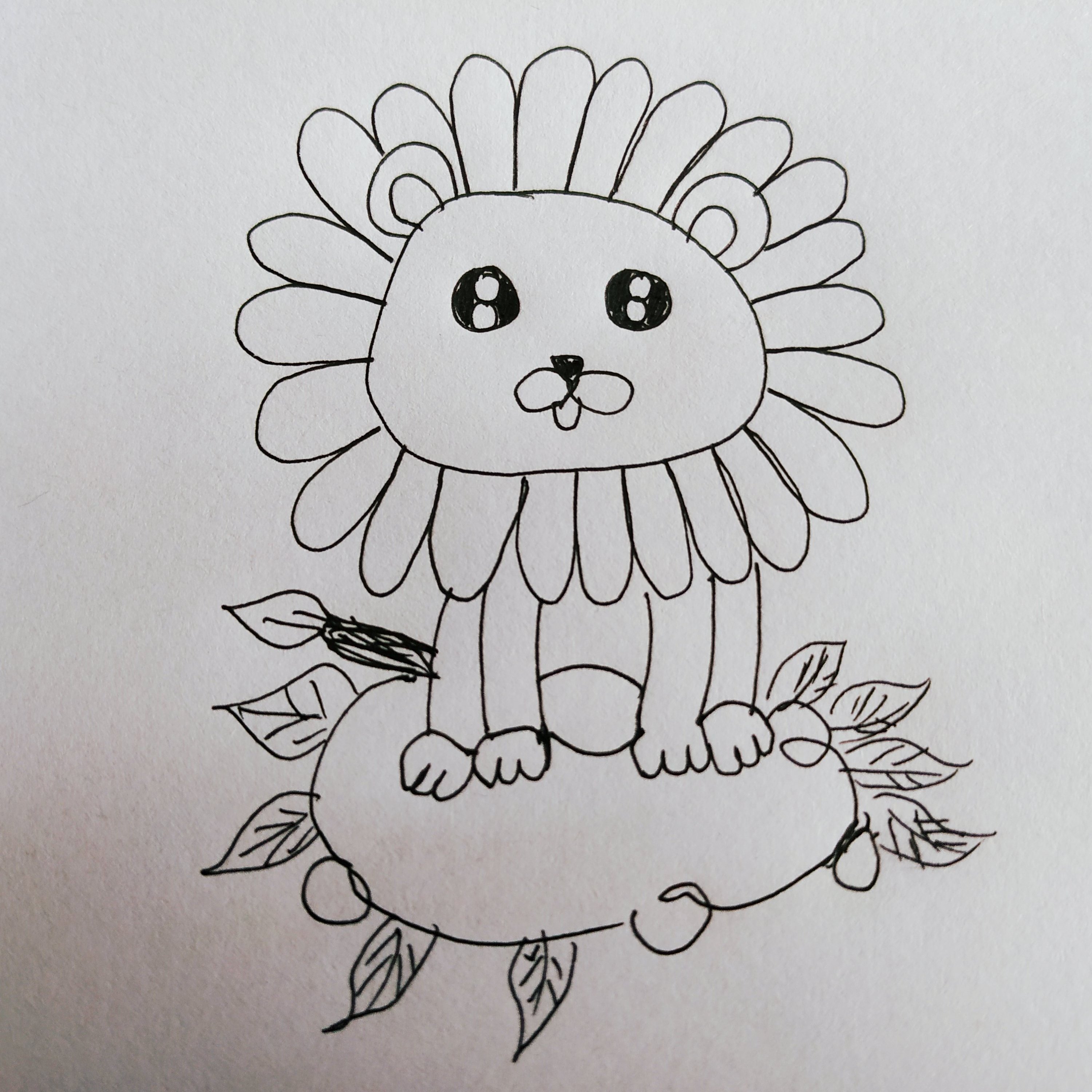 儿童手绘简笔画分享一只彩色的卡通狮子