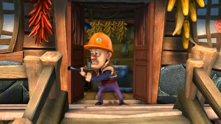 披萨没了光头强踹门而出端着枪怒吼是谁谁偷了我的披萨