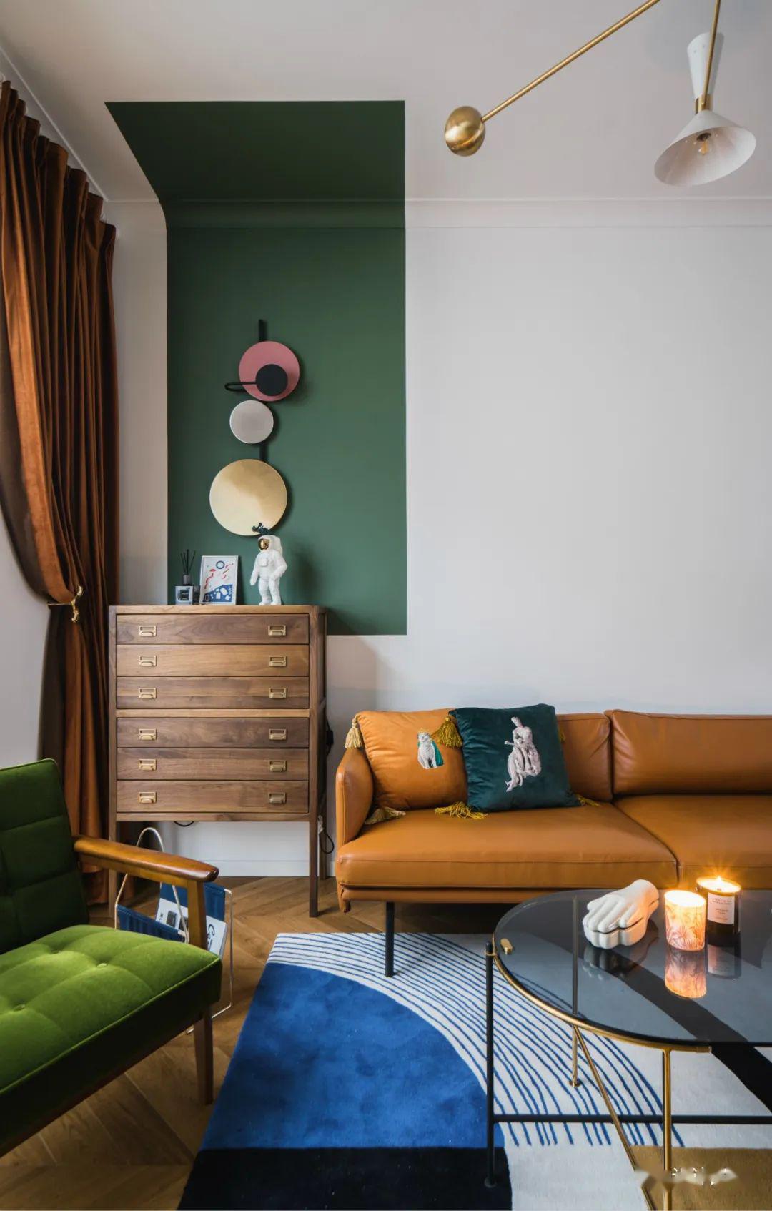 这个现代复古风的98㎡小家,多元素,多色彩而不乱,大平层既视感!