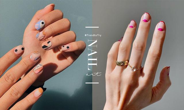 抽象画,甜美法式,百变圆点,5款可在家diy的创意美甲