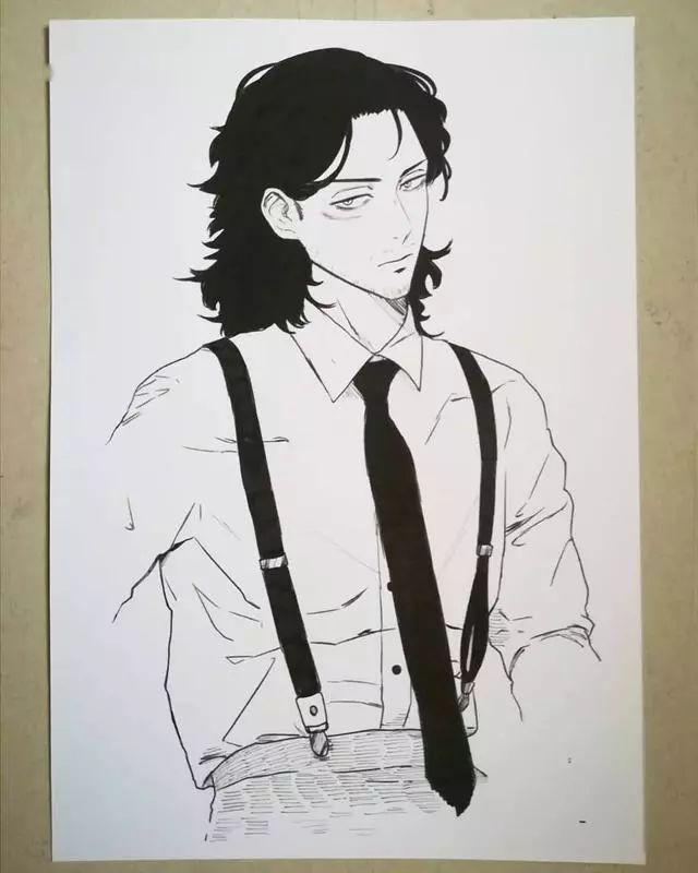 帅气男生动漫手绘黑白单色线稿这样画效果出众