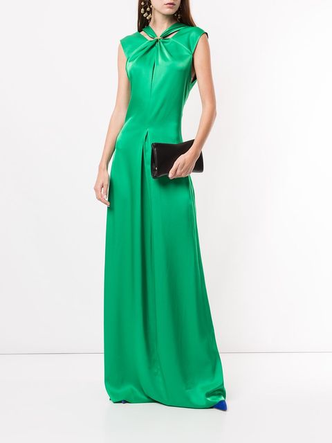 saloni 轭领设计丝质洋装goat 腰带设计丝质洋装gucci 蕾丝装饰透纱长