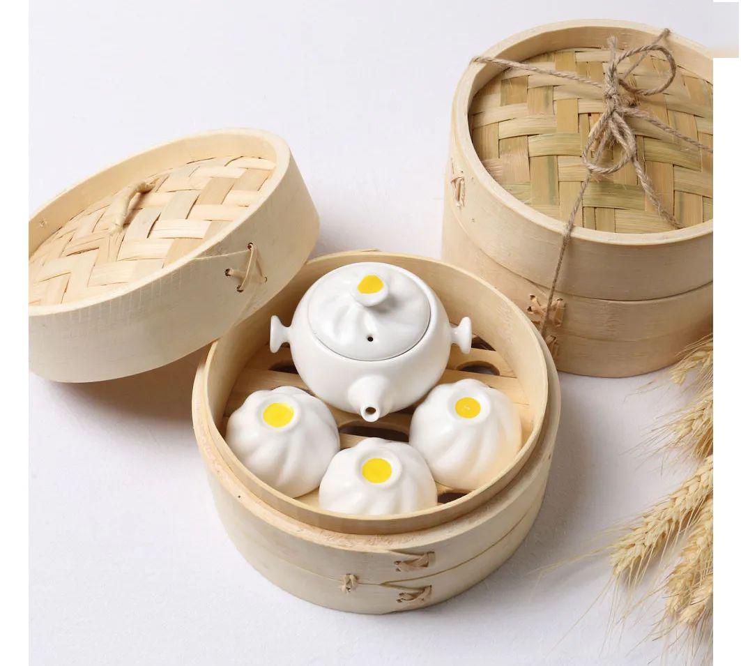 蒸蒸日上巧妙演化为一壶三杯的小笼包功夫茶具套装设计师以特色美食