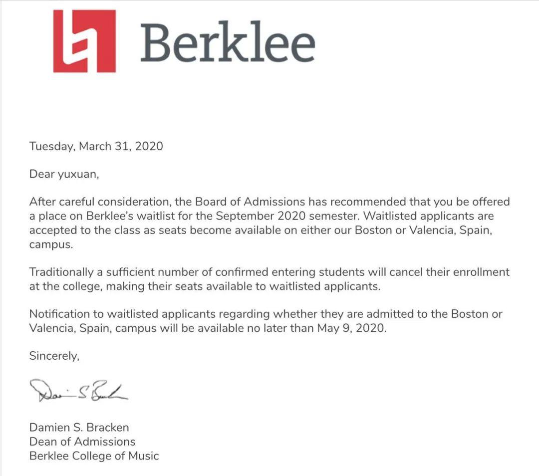 洛杉矶州立大学,加州州立大学北岭分校,伯克利音乐学院的offer