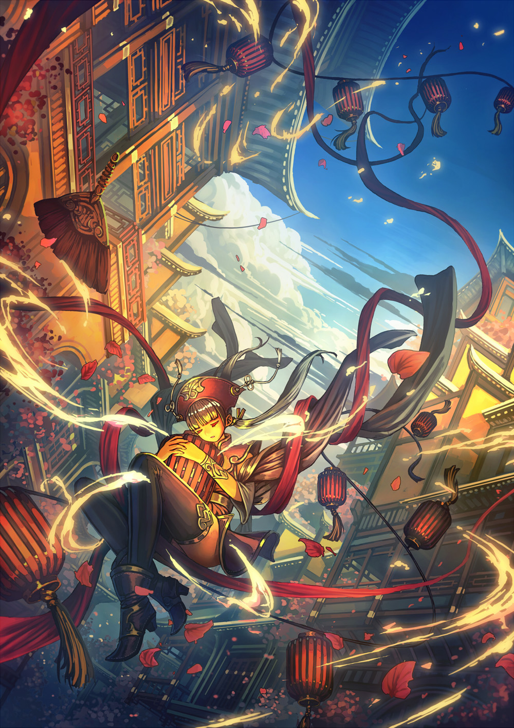 日本画师笔下的中式建筑插画