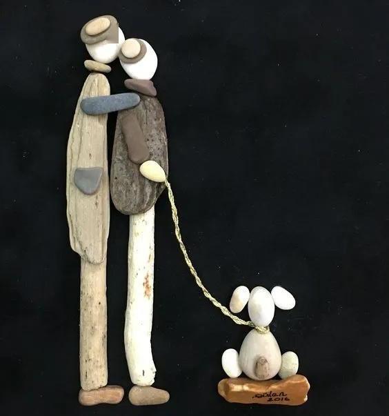 石头捡回家巧妙拼在一起瞬间觉得很有爱diy创意手工