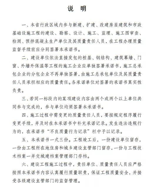 甲方/设计/施工/监理/图审单位及项目负责人必须签署承诺书