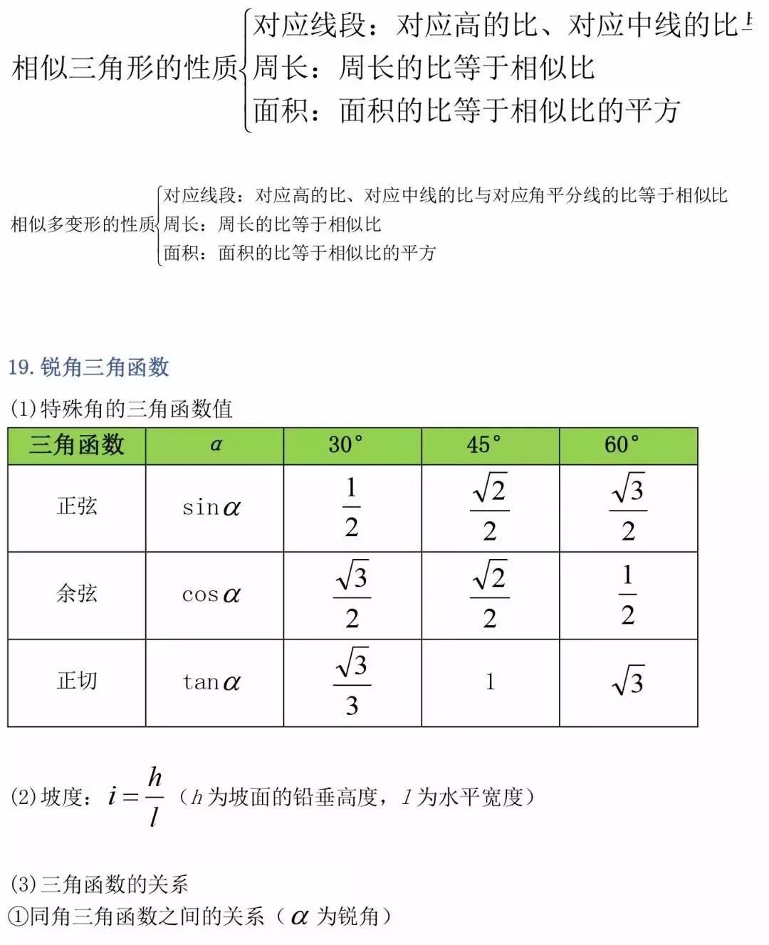 初中三年最全数学公式定理完整汇总