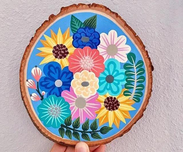 如果你画腻了石头画,那就试试木头画吧!diy木片画,全家都喜欢_图案