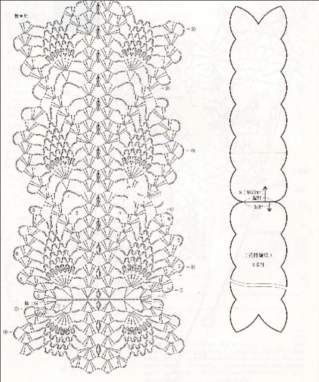 菠萝花小清新长方形围巾,两侧是分叉的花样,中间泡泡针