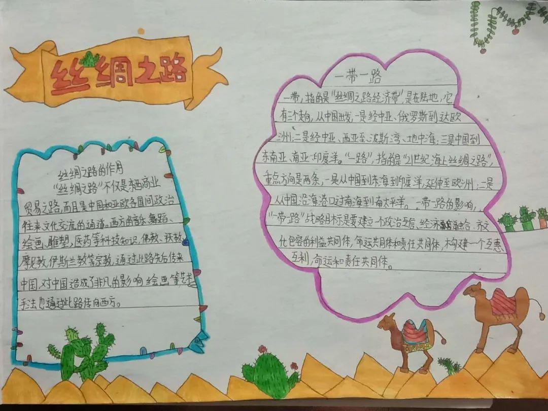 手抄报上周,我们在空中课堂上一起学习了《跟着课文学诗词:丝路诗语》