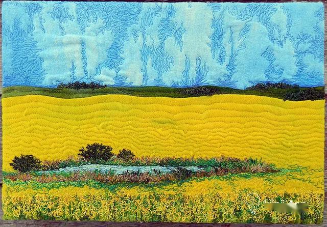 刺绣毛毡画把草原的美丽完美的展现出来diy手作达人