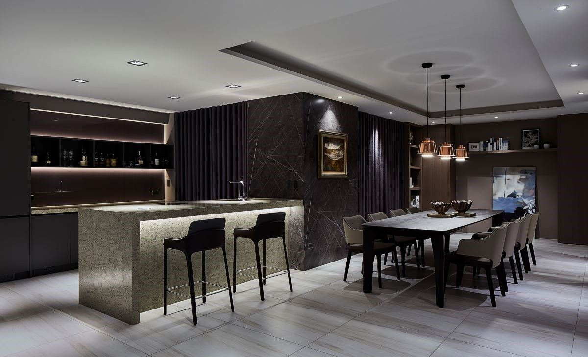 独栋别墅室内设计丨五星级酒店私人电影院专属畅饮酒吧