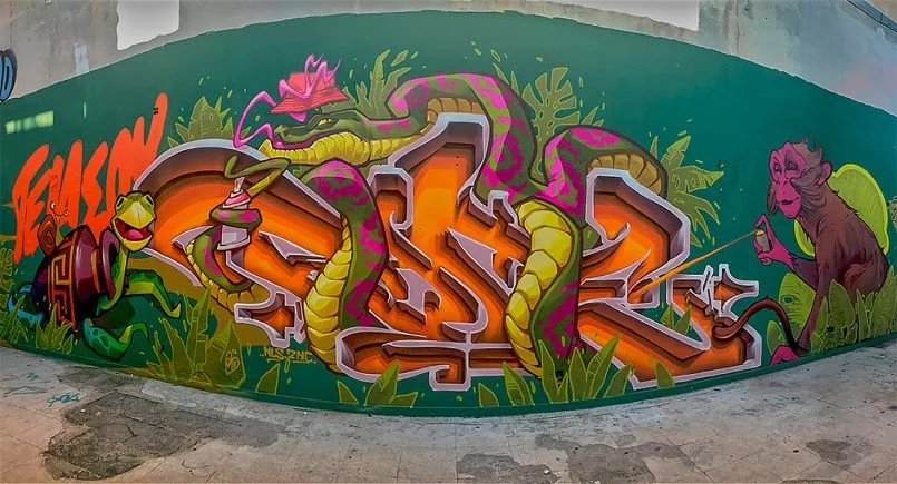 色彩鲜艳栩栩如生brainmash的街头涂鸦艺术