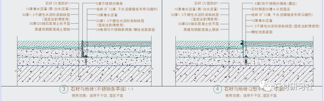 超值分享室内石材地面墙面常见节点cad图