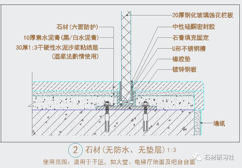 超值分享室内石材地面墙面常见节点cad图