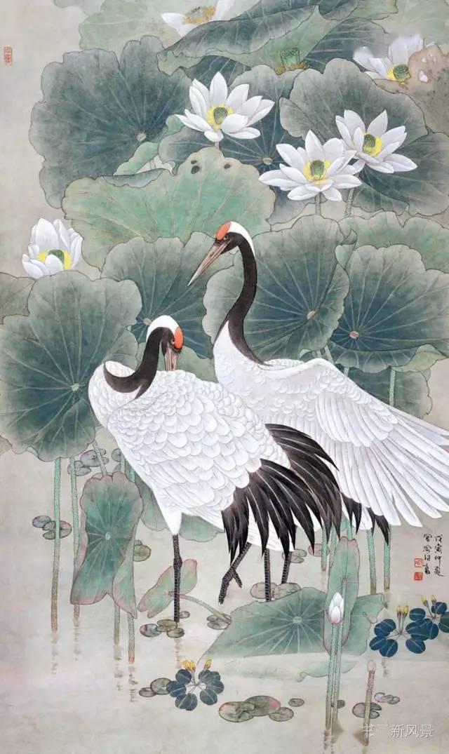 喻继高 荷塘清趣喻继高 瑞鹤图喻继高 瑞鹤图喻