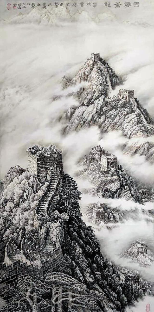 书春风描清雅在画家梁毕生的水墨中欣赏长城内外万花开