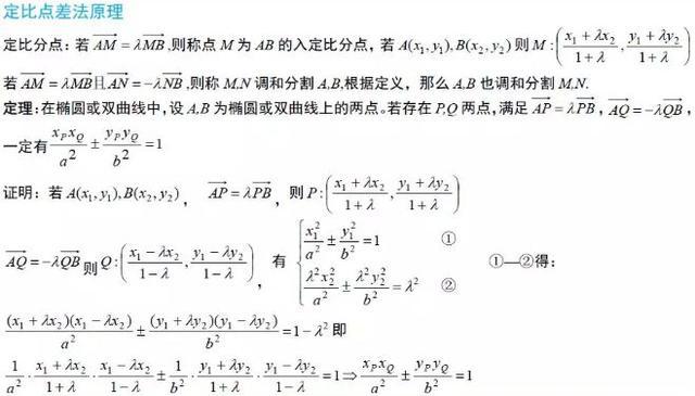 高中数学定比点差法及其应用