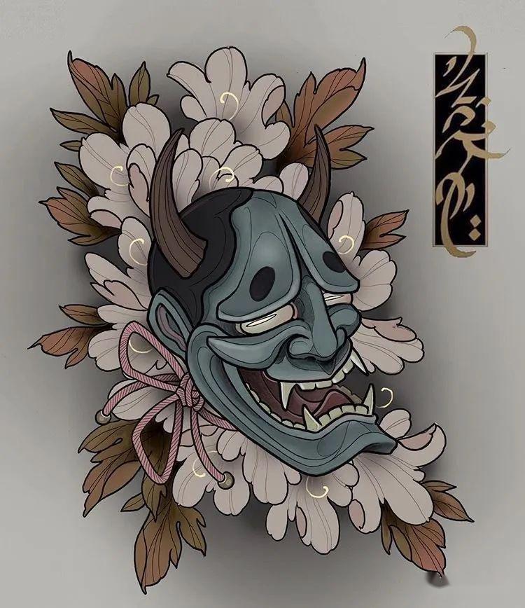 戏剧文化的缩影日式能面纹身