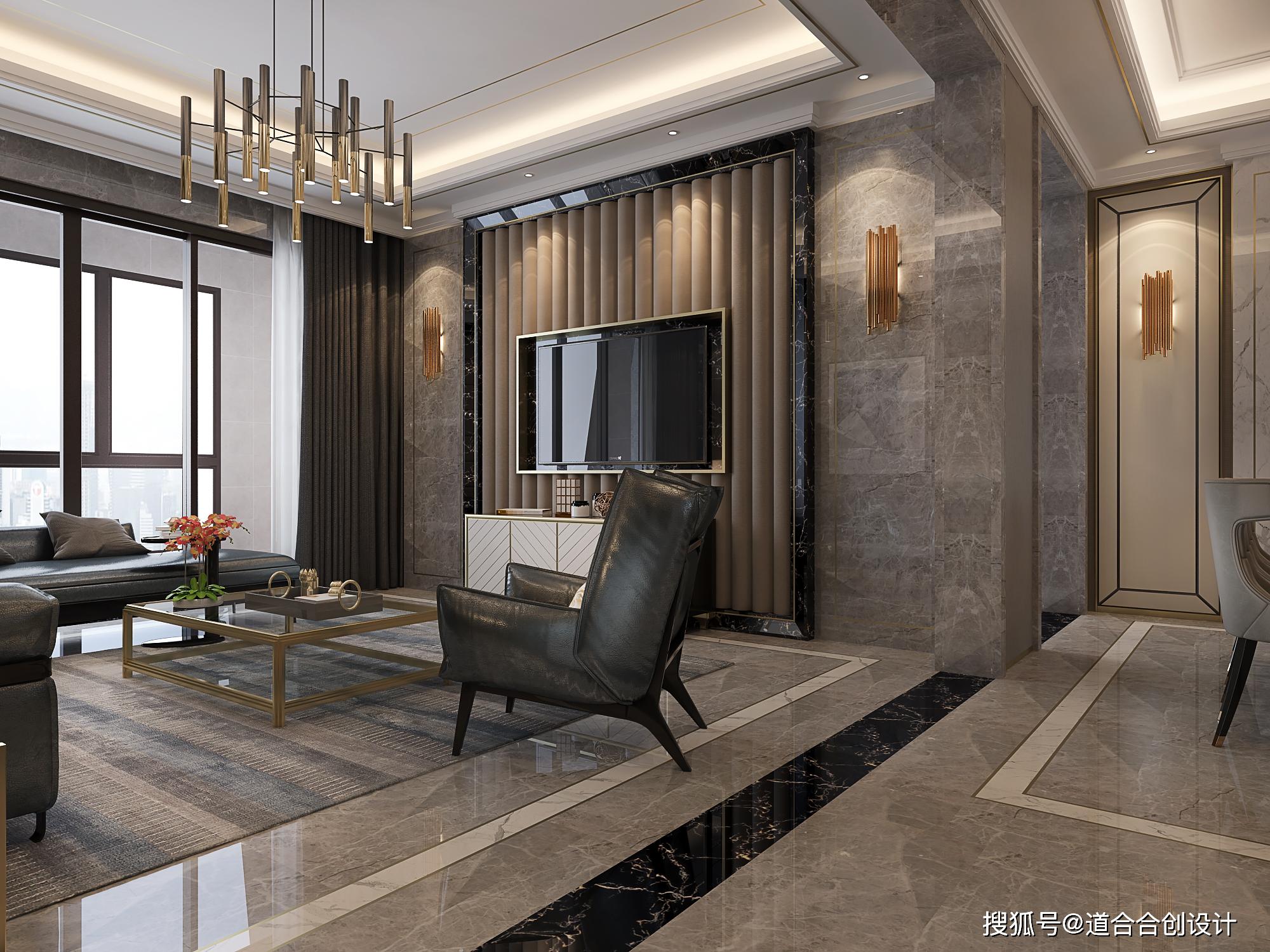 道合合创设计富源同座样板房轻奢风格实景舒适宁静的空间设计