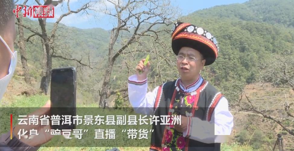 3月15日,禄丰县副县长邝华然在直播间推介当地出产的黑玫,蜜桃雪山