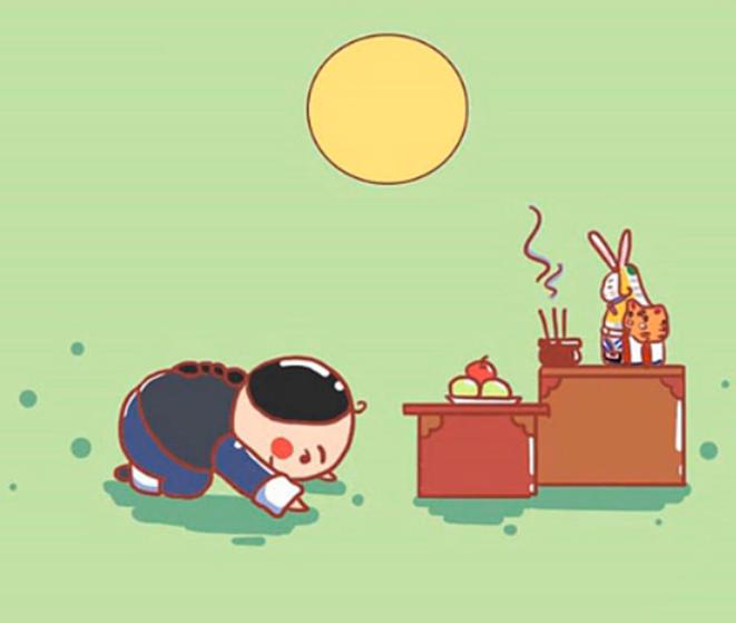 现在的人会坐在一起赏月比如说,以前的人会拜月我们有许多可以做的