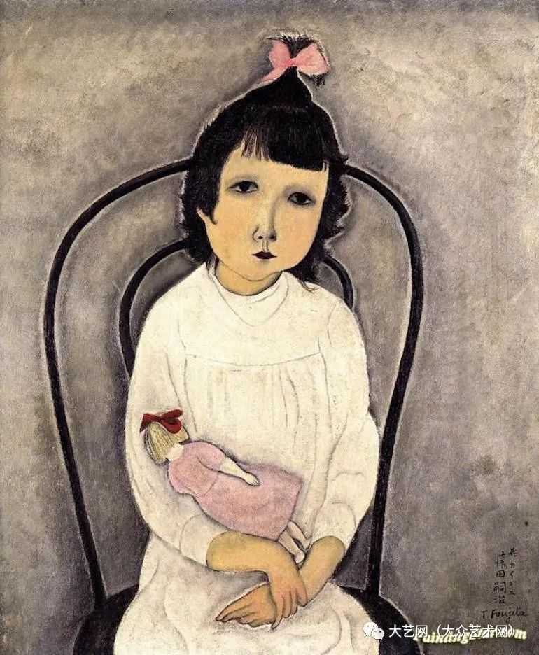 旅法著名日本画家藤田嗣治(tsugouharu foujita)代表绘画作品