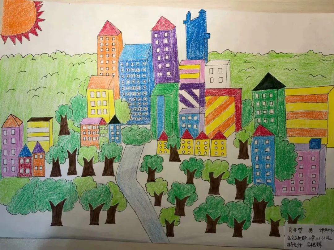 创建森林城市绘画简单图片
