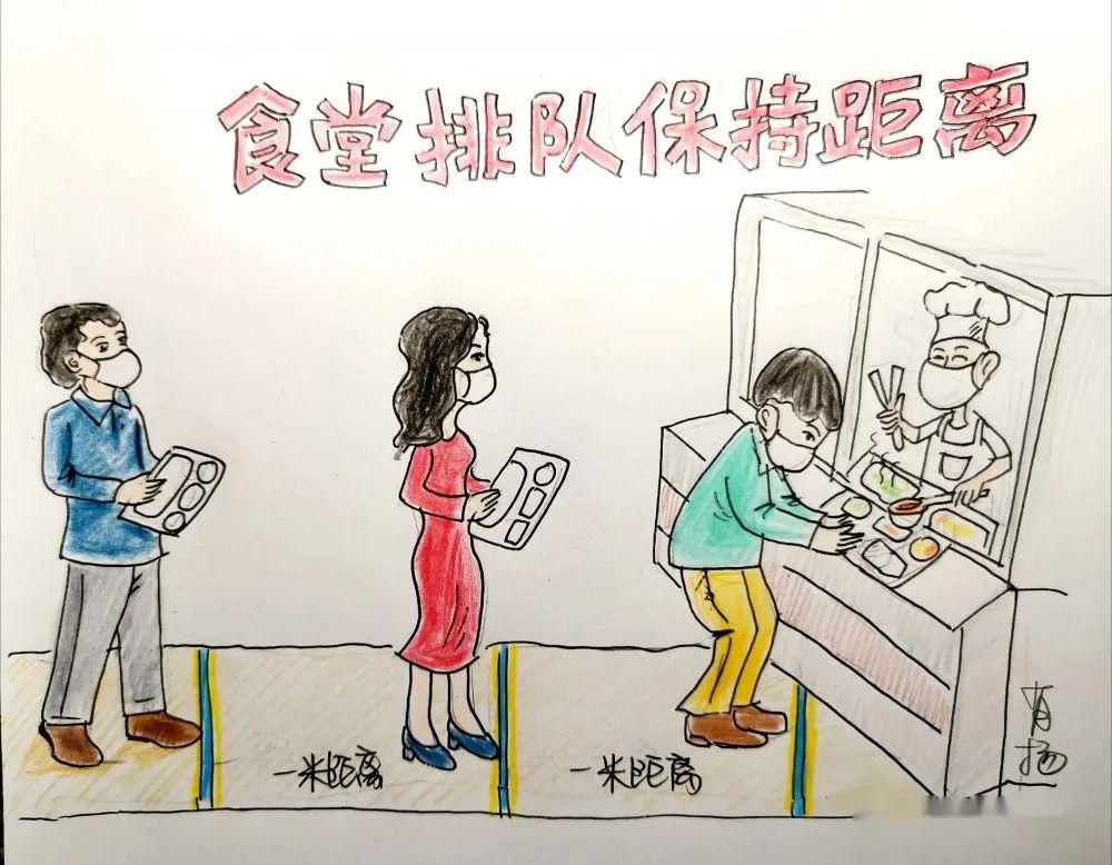 食堂打饭连环画图片