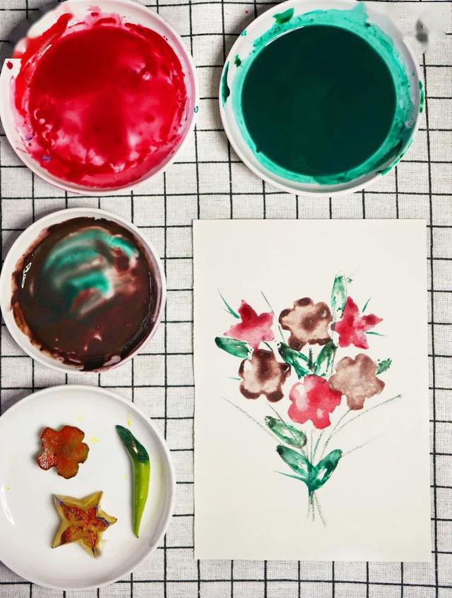 家里的自然课二十三▏解锁超好玩的蔬果拓印画中