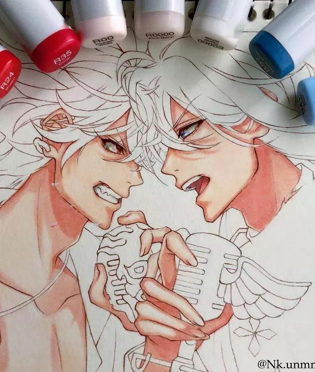 马克笔手绘花样美男子动漫男生上色小鹿乱撞的节奏