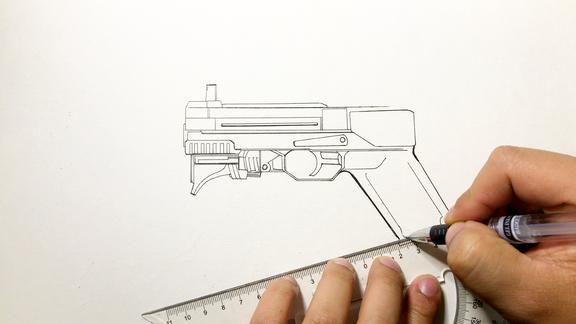 枪口线条画的都很炫酷握把画错一怒之下改成一把滋水枪