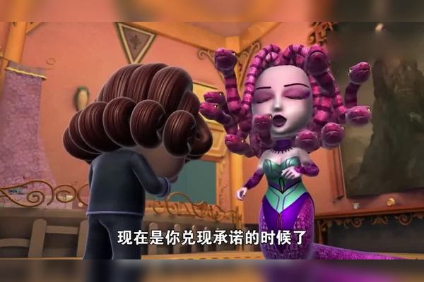 猪猪侠美杜莎的眼睛真可怕瞪谁谁石化猪猪侠闭着眼睛跑路