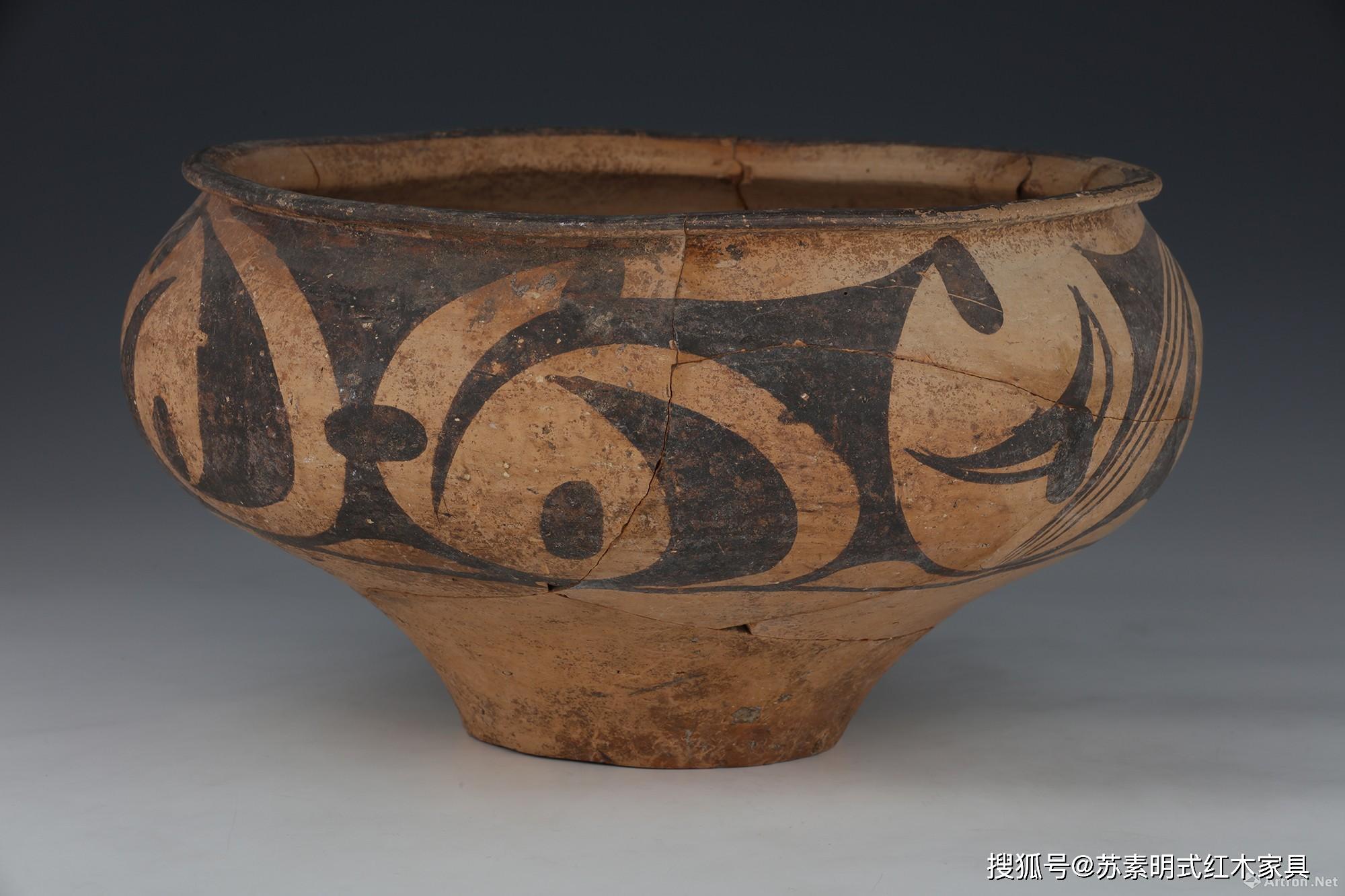 花卉纹彩陶盆庙底沟文化河南省三门峡市庙底沟遗址出土河南省文物考古