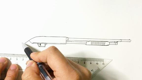 如何简单几笔画一把霰弹枪,只需掌握几个重要位置即可