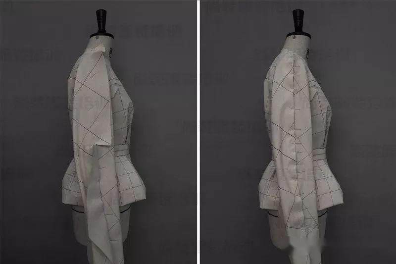 8对袖中缝进行刮折,假缝操作.