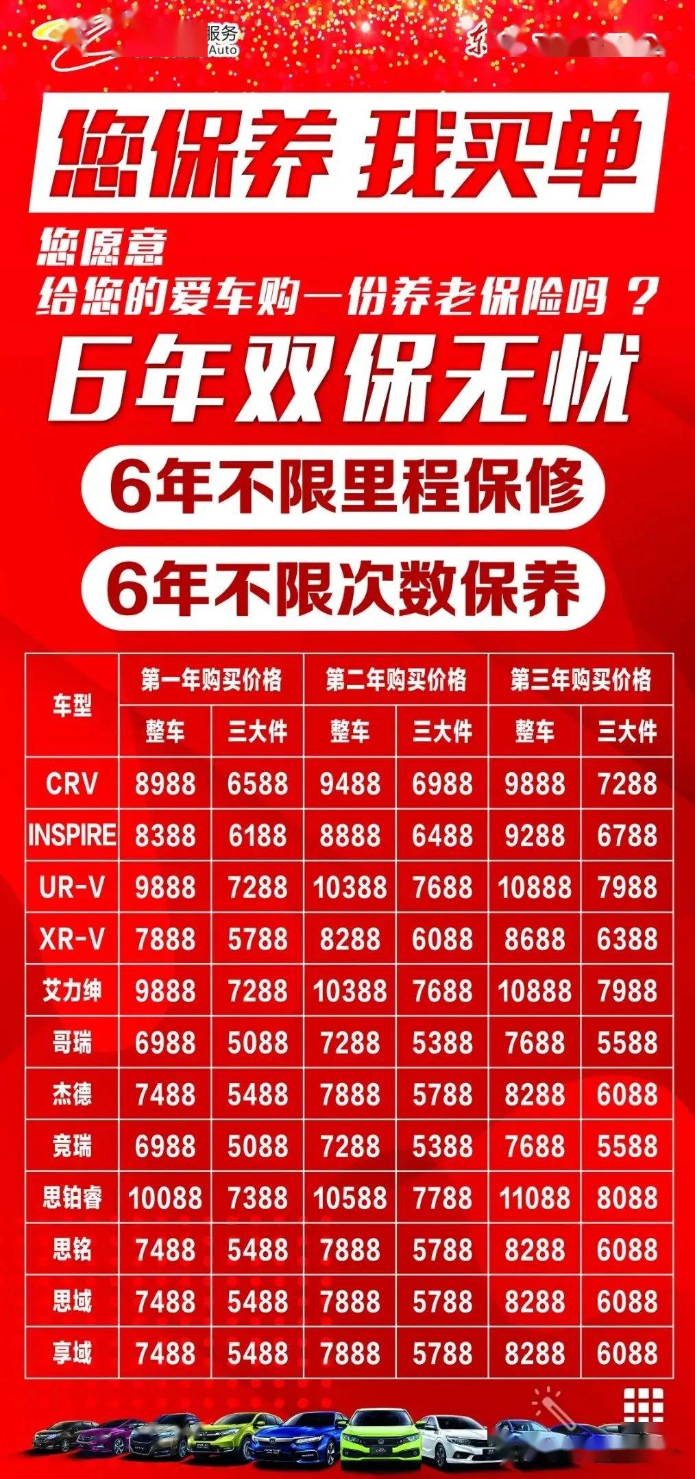 东风本田米东金锐店您保养我买单6年不限里程保修6年不限次数保养畅享