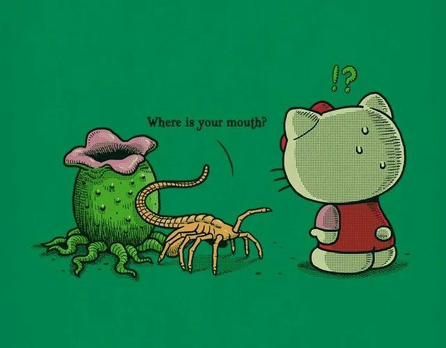 傻了吧?爷没有嘴!注意!你已经感染了抱脸虫!by santiago vecino