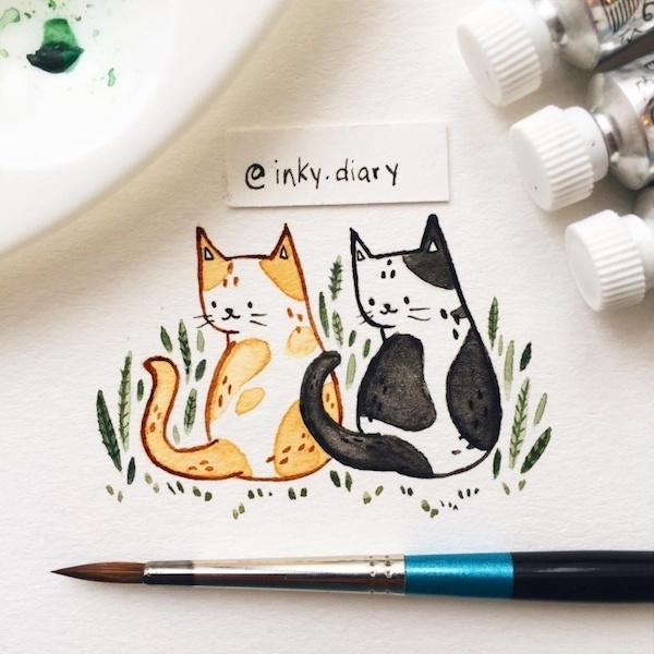 分享一组来自ins博主inkydiary的67676767水彩画
