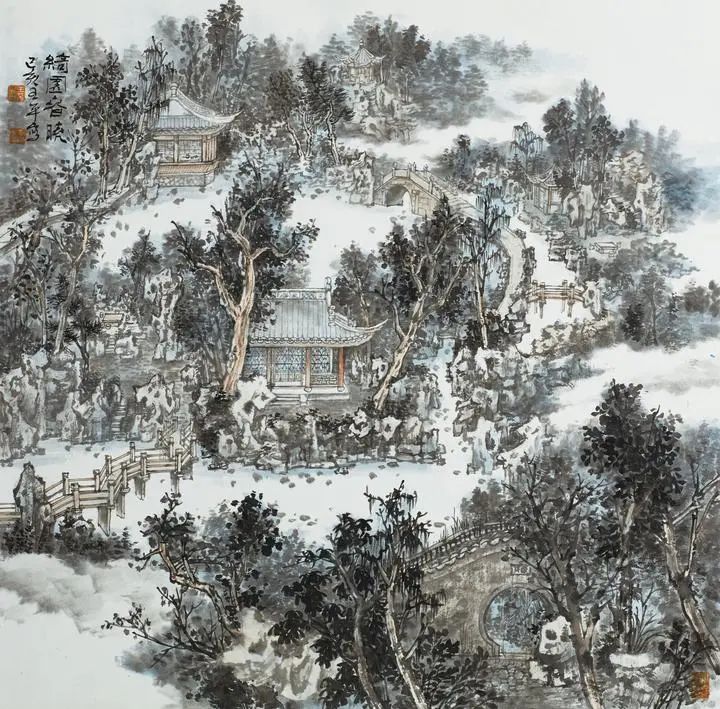 文明之源赵峰 曝书竹影沈中 梅花古庵盛育 绮园春晓朱小龙 钱江涌潮