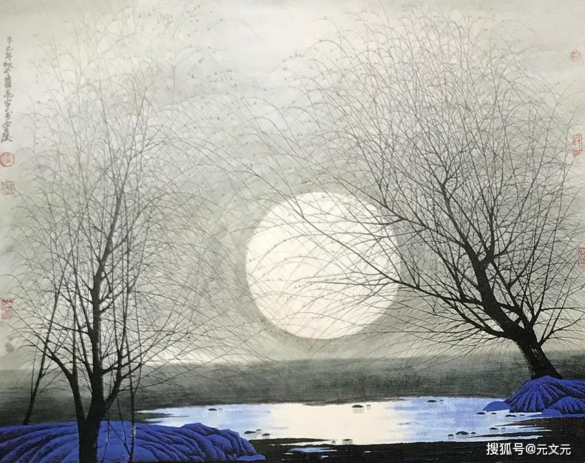 静夜明月光,远山起白云:国画山水艺术作品