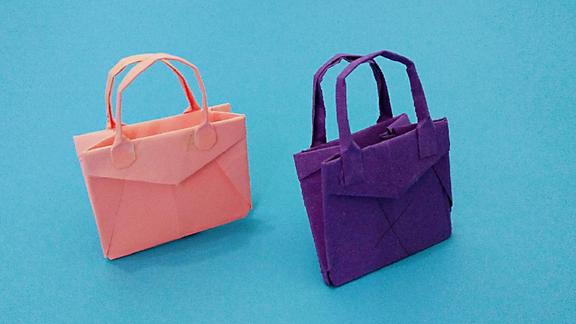 新款:芭比娃娃迷你手提包diy折纸,做法简单,大家很快就能学会